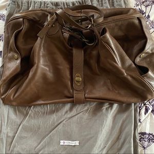 Brown soft leather travel tote/duffle